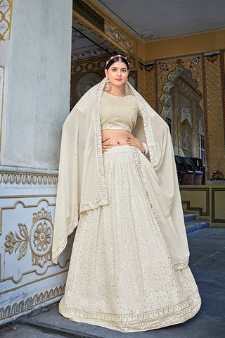 Exclusive Designer Party Wear White Color Silk Lehenga Choli Collection 151